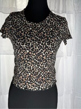 American Eagle Outfitters Leopard Print Crop Top - Brown & Black